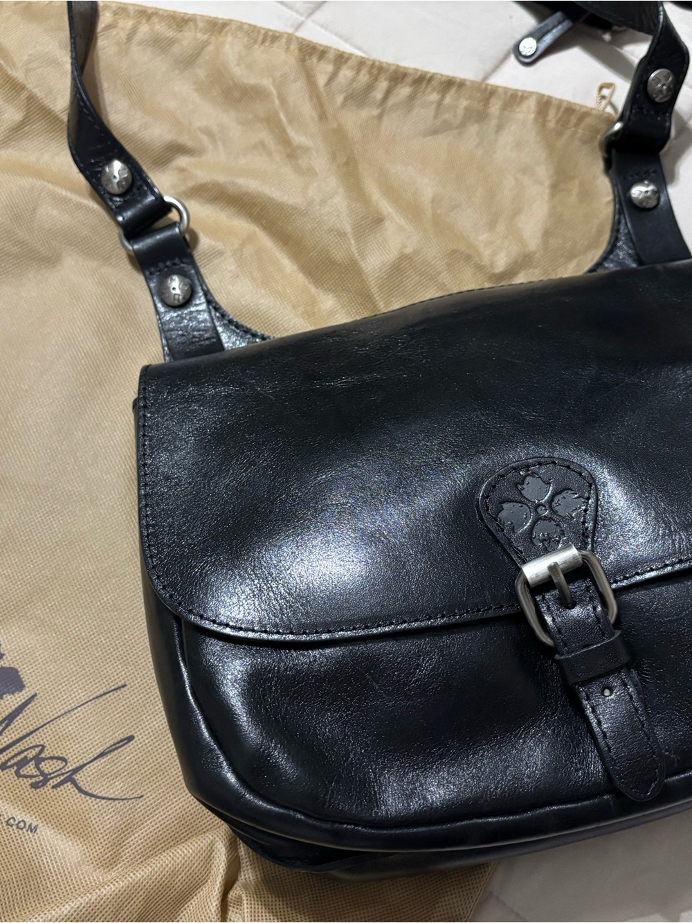 Patricia Nash Leather Crossbody Bag with Buckle Detail